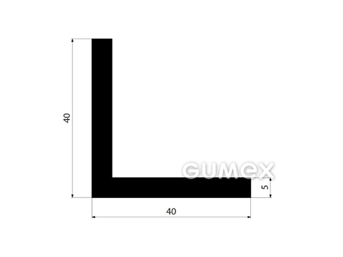 Gumový profil tvaru "L", 40x40/5mm, 70°ShA, EPDM, -40°C/+100°C,čierny